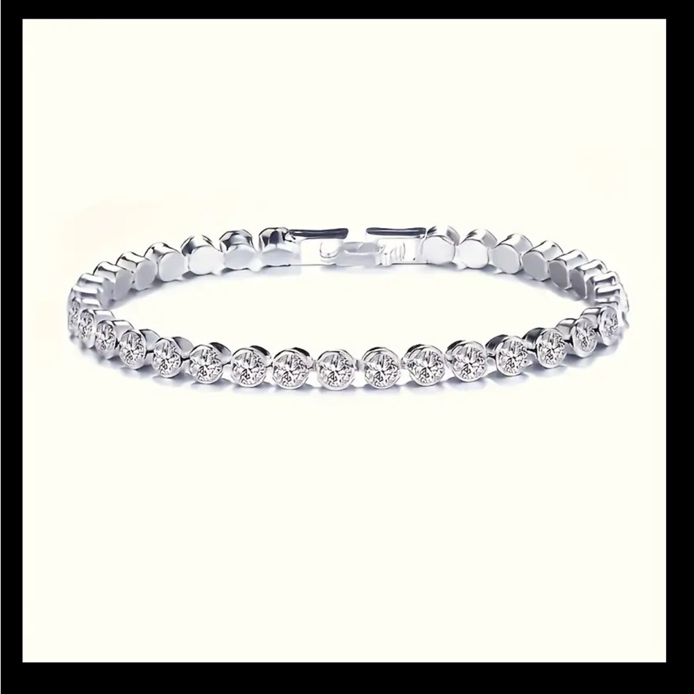 Elegant Silver with CZ stones Tennis Bracelet